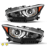 VehicleAid Full LED Headlights For 2014-2022 Infiniti Q50 w/o AFS